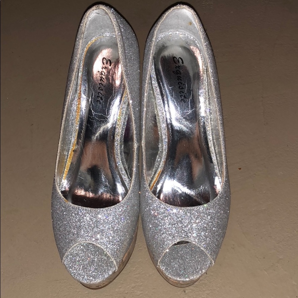 High Sparkle Open Toe Wedge
